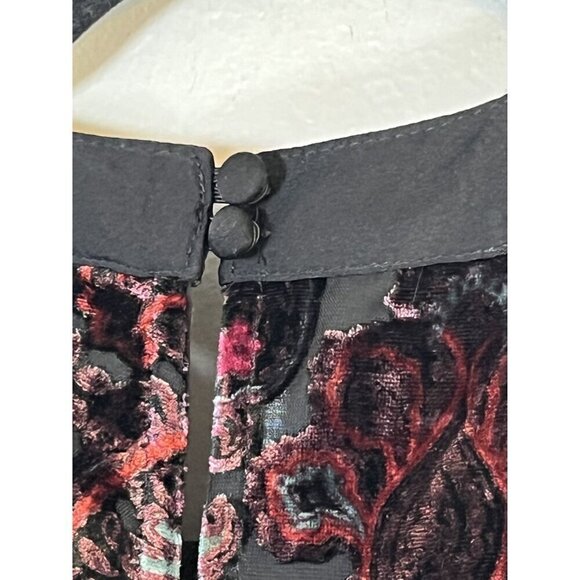 Torrid Top Women 3X Black Halter Pullover Sleeveless Red Floral Burnout Velvet - Picture 8 of 14